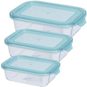 Preview: set of 3 premium borosilicate glass food storage jars, 630/1040/1480 ml - longer freshness, ovenproof, freezerproof, BPA-free