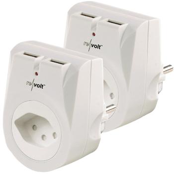 set di 2 prese con 2 porte di ricarica USB con protezione da sovratensione da 2,1 A, edizione svizzera
