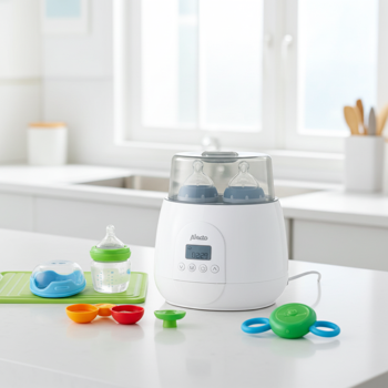 Preview: 4-in-1 Digitaler Flaschenwärmer für 2 Flaschen, weiss – Erwärmen, Sterilisieren, Auftauen & Warmhalten für sorgenfreie Babyernährung