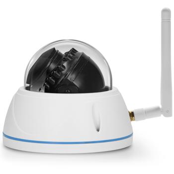 Preview: Caméra Dôme WLAN Extérieure - HD 1080p, Vision Nocturne, Détection Mouvement, IP55 - Angle 110°, WiFi/LAN, Carte SD 128GB