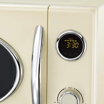Preview: Four à Micro-ondes Vintage avec Fonction Grill - Design Beige Élégant, Affichage LED de Haute Qualité - 23L, 800W Micro-ondes, 1000W Grill, 12 Programmes Auto