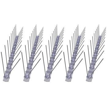 Preview: 5er-Set Taubenabwehr Spikes - 2-reihig, rostfreier Edelstahl (AISI 302), 2,5 m - Schutz vor Vögeln, Waschbären, Mardern, Katzen - einfache Montage