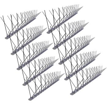 Preview: Taubenabwehr Spikes, 10 x 50cm Elemente, 4-reihig, Edelstahl – rostfrei, 5m Gesamtlänge, einfache Montage, universell einsetzbar
