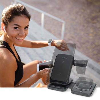 Preview: Chargeur Rapide 3-en-1 Sans Fil Pliable - Station de Charge 15W Qi avec LED - USB-C/A Compatible Smartphones, Montres & Écouteurs TWS Preview: Chargeur Rapide 3-en-1 Sans Fil Pliable - Station de Charge 15W Qi avec LED - USB-C/A Compatible Smartphones, Montres & Écouteurs TWS