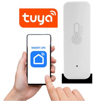 Preview: Thermomètre Hygromètre Connecté SmartLife Tuya - Capteur intelligent Wi-Fi pour climat sain, anti-moisissures, contrôle vocal Alexa/Google Assistant