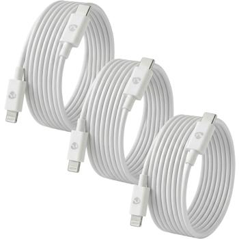 3-pack iPhone charging cables MFi certified – optimal synchronisation & charging for Apple devices – 2 m Lightning cable USB-C 60 W/20 V/3 A 480 Mbit/s robust white
