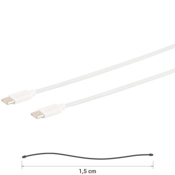 Preview: USB-C Schnellladekabel 1,5m - 60W Power Delivery & 480 Mbit/s Datenübertragung - Universelle Kompatibilität für Smartphones & Tablets - Weiss