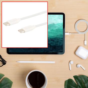 set di 2 cavi di ricarica rapida da USB-C a USB-C, bianco, 1,5 m