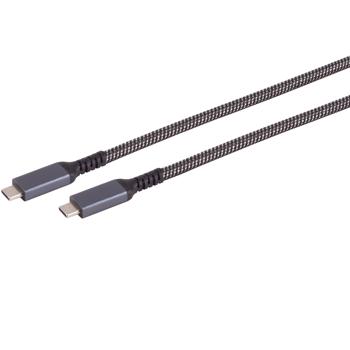 Preview: 3er-Set Daten- & Schnellladekabel USB-C auf USB-C, schwarz/weiss, 2 m, textil