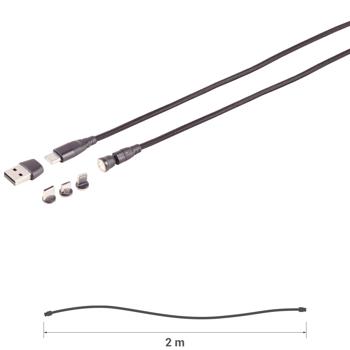 Preview: 3er-Set 6in1 Magnet Ladekabel - PD 60W schnelles Laden & Datenübertragung für Smartphone, Tablet, Laptop - USB-C/A auf Micro-B, USB-C & Lightning - 2m