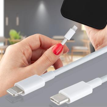 Preview: 3er-Set Schnellladekabel USB-C auf Lightning, 2 m - Superschnelles Laden 20W/30W PD für Apple Geräte - Datenübertragung 480 Mbit/s - Weiss