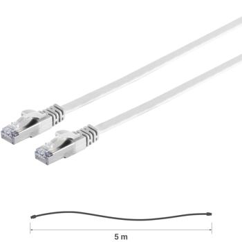 Preview: Câble réseau Cat 7, câble plat, 2x RJ45 mâles, blanc, 5 m
