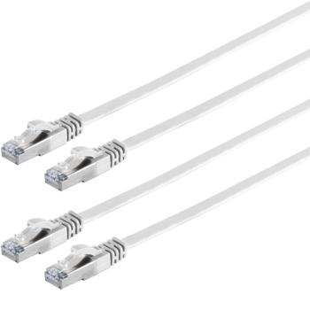 Preview: 2er-Set Netzwerkkabel Cat 7, Flachkabel, 2x RJ45 Stecker, weiss, 5 m