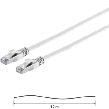 Preview: Câble réseau Plat Cat 7 - 2x RJ45 Mâles Blindé U/FTP - 10 Gbit/s - Blanc 10m - Connexion Rapide PC/Console/Routeur