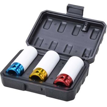 Preview: Steckschlüssel-Set 3tlg - 17/19/21mm Radmuttern farbcodiert - schützt Felgen vor Kratzern - Hand- & Schlagschrauberbetrieb - Chrom-Vanadium-Stahl - 1/2 Zoll