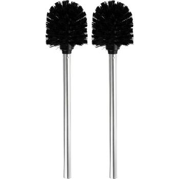 Preview: 2er-Set Toilettenbürste Schwarz-Silber - Hygienische WC-Reinigung für jedes Bad - Robuste Kunststoff-Borsten Ø 8 x H 35 cm - Langlebige Qualität