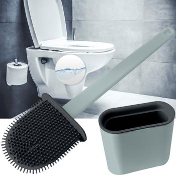 Preview: 4er-Set WC-Silikonbürste anthrazit - flexible & strapazierfähige Borsten für gründliche & hygienische Toilettenreinigung - schont die Toilettenschüssel