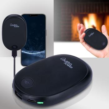 Preview: 2 chauffe-mains USB 2 en 1 avec batterie externe, 10 000 mAh, noirs, pour réchauffer les mains et charger un smartphone en même temps Preview: 2 chauffe-mains USB 2 en 1 avec batterie externe, 10 000 mAh, noirs, pour réchauffer les mains et charger un smartphone en même temps