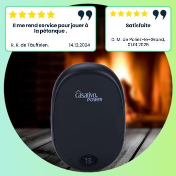 Preview: 2 chauffe-mains USB 2 en 1 avec batterie externe, 10 000 mAh, noirs, pour réchauffer les mains et charger un smartphone en même temps Preview: 2 chauffe-mains USB 2 en 1 avec batterie externe, 10 000 mAh, noirs, pour réchauffer les mains et charger un smartphone en même temps