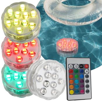 Preview: 8er-Set Multicolor-LED-Unterwasserleuchten: 15 Farben, Fernbedienung, IP68 - für beeindruckende Lichteffekte unter Wasser Preview: 8er-Set Multicolor-LED-Unterwasserleuchten: 15 Farben, Fernbedienung, IP68 - für beeindruckende Lichteffekte unter Wasser