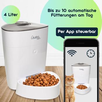Preview: 2er Smarter Futterspender, WLAN und App zur Steuerung, 4 Liter, für Hunde & Katzen, 1-10 Mahlzeiten am Tag, Napf abnehmbar und leicht zu Reinigen