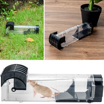 Preview: set of 2 animal-friendly live traps for mice: Reusable, transparent mouse trap (31.5x7.5x8cm) for humane trapping - safe & effective