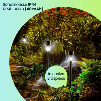 Preview: 32er Set Mini-LED Solarleuchten: Edelstahl, Erdspiess, Dämmerungssensor, IP44 – Kabellose, stilvolle Beleuchtung für Garten & Wege