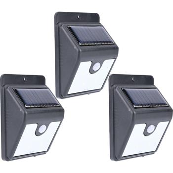 Preview: set of 3 automatic LED solar wall light with motion sensor: 50 lumens, IP44 - Wireless & environmentally friendly outdoor lighting