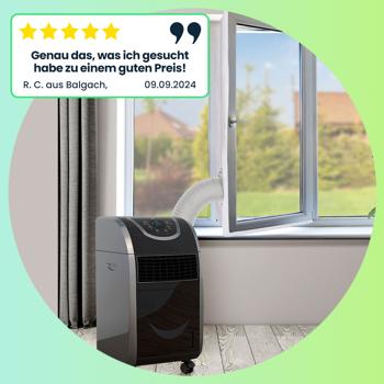 Preview: Fenster-Abdichtung für mobile Klima-Geräte oder Abluft Wäschetrockner, Fensterabdichtung, energiesparender Hot Air Stop m. schneller Installation