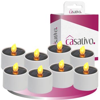 Preview: set di 8 luci LED solari - resistenti alle intemperie (IP44), con sensore crepuscolare e luce bianca calda - senza fili, a risparmio energetico e ideali per il giardino, il balcone e la decorazione