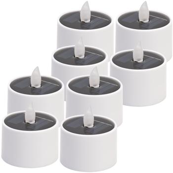 Preview: set di 8 luci LED solari - resistenti alle intemperie (IP44), con sensore crepuscolare e luce bianca calda - senza fili, a risparmio energetico e ideali per il giardino, il balcone e la decorazione