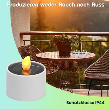 Preview: 16er-Set Solar-LED-Teelichter – wetterfest (IP44), mit Dämmerungssensor & warmweissem Licht – kabellos, energiesparend & ideal für Garten, Balkon & Deko