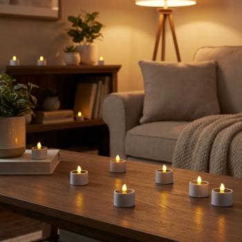 Preview: 16er-Set Solar-LED-Teelichter – wetterfest (IP44), mit Dämmerungssensor & warmweissem Licht – kabellos, energiesparend & ideal für Garten, Balkon & Deko