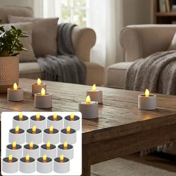 16er-Set Solar-LED-Teelichter – wetterfest (IP44), mit Dämmerungssensor & warmweissem Licht – kabellos, energiesparend & ideal für Garten, Balkon & Deko