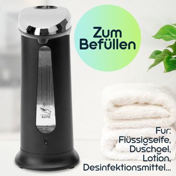 Preview: 2er-Set Berührungsloser Seifenspender (Infrarot): 400ml, ABS-Chrom, edel - Autom. Dosierung, ideal für Bad & Küche - Maximale Hygiene
