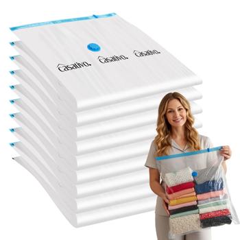 9 Sacs Rangement Sous Vide (60x80cm) - Compression Aspiration jusqu‘à 75% - Protection optimale anti-poussière/mites - PA+PE robuste