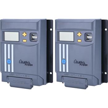 Preview: Régulateurs Solaires MPPT (x2) - Chargeur Batterie 12/24V 20A - Écran LCD, 2 Ports USB, Protection Surtension - Panneau Photovoltaïque Camping-Cars