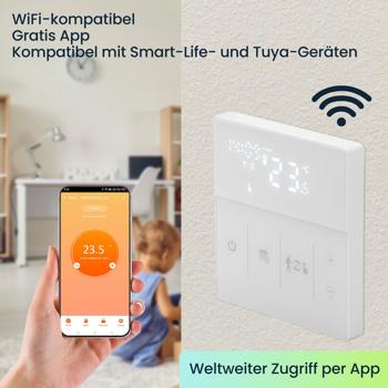 Preview: 2er-Set WLAN-Thermostat für Fussbodenheizungen - App- & Sprachsteuerung, Heizkosten senken, 2 Sensoren - Alexa/Google/Siri, 230V, weiss Preview: 2er-Set WLAN-Thermostat für Fussbodenheizungen - App- & Sprachsteuerung, Heizkosten senken, 2 Sensoren - Alexa/Google/Siri, 230V, weiss