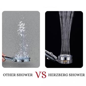 Preview: Pommeau de douche économique - Filtre coton chlore fluorures métaux lourds - Pression +200% - Économie eau 30% - ABS 27xØ8cm