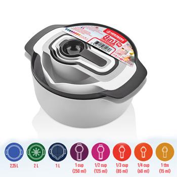 Preview: 8-in-1 Schüssel-Set mit Messbechern & Löffeln - Platzsparendes Design zum Stapeln - BPA-frei & zertifiziert - Spülmaschinen- & mikrowellenfest