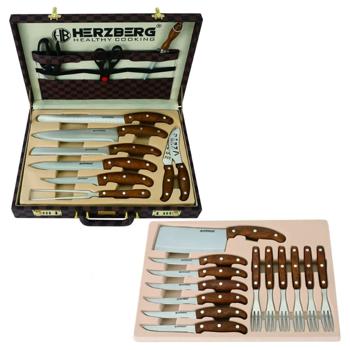 Preview: Set exclusif de couteaux et de couverts, 24 pièces, dans un coffret, manches en noyer