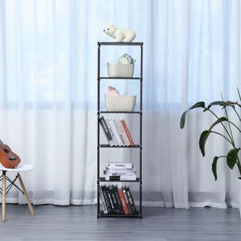 Preview: Étagère 5 compartiments 42x26x153 cm noire - Polyvalente bibliothèque rangement jouets vêtements - Robuste facile montage sans outils 25kg charge