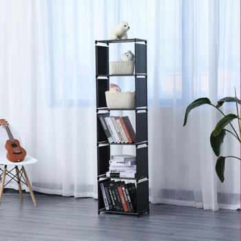 Preview: Étagère 5 compartiments 42x26x153 cm noire - Polyvalente bibliothèque rangement jouets vêtements - Robuste facile montage sans outils 25kg charge