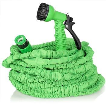 Preview: Flexible garden hose with spray: 2.5 to 7.5 m, 7 watering modes, quick-release coupling, durable and robust textile fabric & plastic