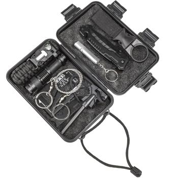 Preview: Praktisches Survival-Kit mit Wasserflasche, Klappmesser, Multitool uvm. , 9-teilig