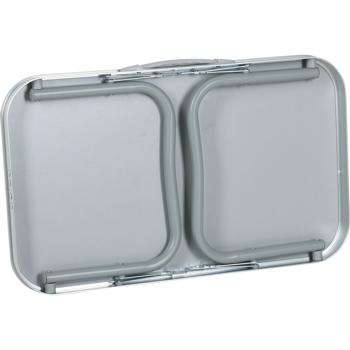 Preview: Camping Klapptisch flach - wetterfest & faltbar für Reisen - 56x34x24 cm - 25kg Traglast - Bambus-Optik - Alu/Kunststoff/MDF