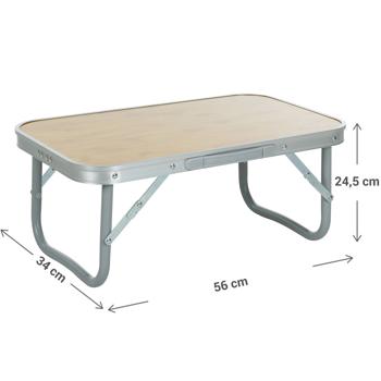 Preview: Camping Klapptisch flach - wetterfest & faltbar für Reisen - 56x34x24 cm - 25kg Traglast - Bambus-Optik - Alu/Kunststoff/MDF