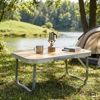Tavolo da campeggio pieghevole piatto – resistente alle intemperie & richiudibile per i viaggi – 56x34x24 cm – portata 25kg – effetto bambù – alluminio/plastica/MDF