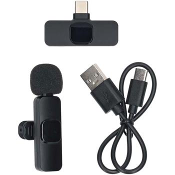 Preview: Kabelloses Mini-Mikrofon - Kristallklare Audio für professionelle Aufnahmen, Vlogs & Interviews - USB-C, 360° HD, bis 5h Laufzeit, Schwarz