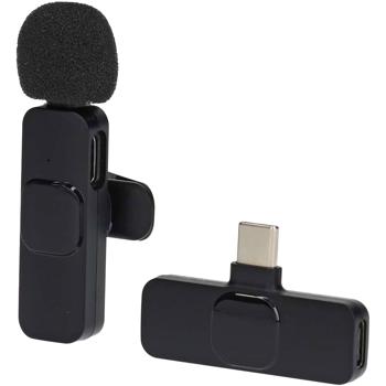 Preview: Mini-micro sans fil - Enregistrements audio clairs - Micro HD omnidirectionnel 360° - Suppression bruit - Compatible PC, tablette, smartphone USB-C